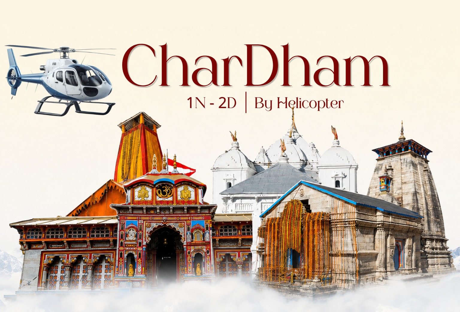 4 Dham Yatra by Helicopter – 1 Night / 2 Days from Dehradun